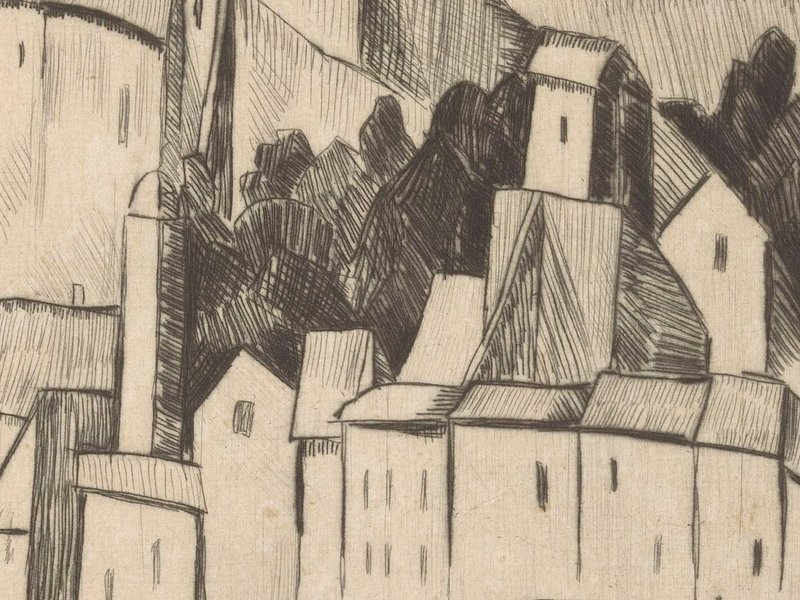 Kaltnadelradierung; Detail aus: Lodewijk Schelfhout, „Les Angles I“, 1912. Rijksmuseum Amsterdam.