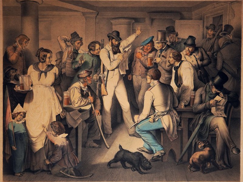 Lithografie. Die Märztage 1848, um 1850, Historische Museen Reutlingen