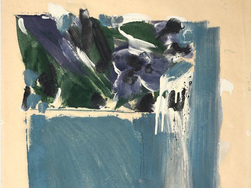 Foto: : HAP Grieshaber, Entwurf für „Hommage à Cézanne - Die blaue Vase“, 1960, Gouache, Kunstmuseum Reutlingen.