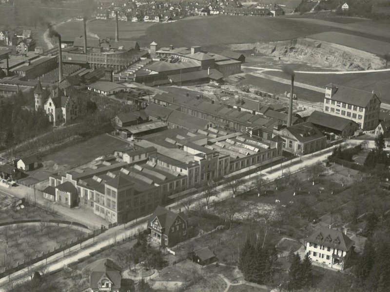 Luftaufnahme Fabrik und Villa Gustav Wagner Historische Museen RT