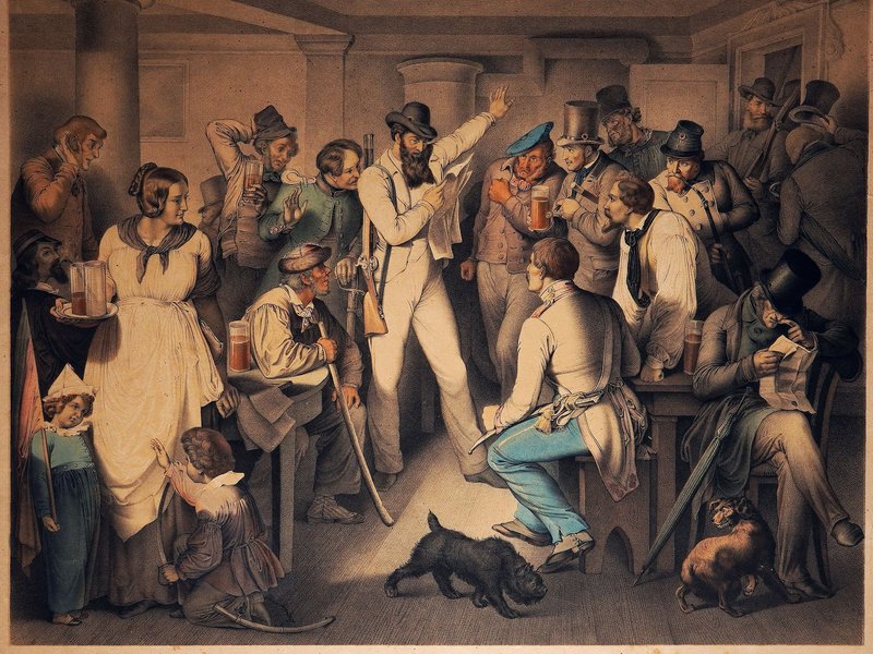Foto: Lithografie "Die Märztage 1848", um 1850, Historische Museen Reutlingen