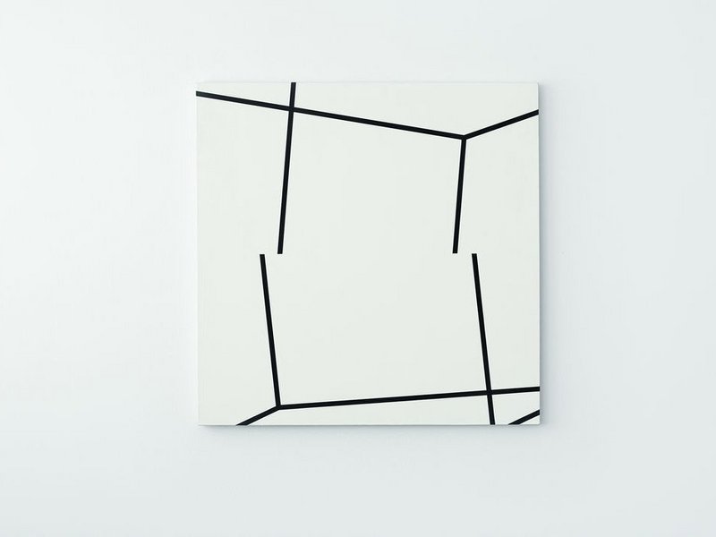 Manfred Mohr, „P 200/201 B“ (1977), Acryl auf Leinwand, 110 × 110 cm, Foto: H. Kube Ventura, © the artist.