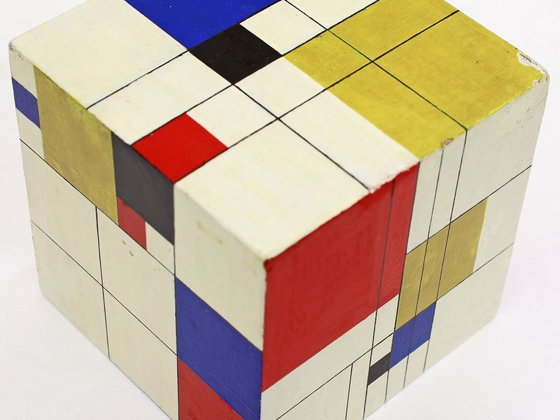 Anton Stankowski, „Würfel“, 1951. Öl auf Holz, 17 × 17 × 17 cm, Foto: Kunstmuseum Reutlingen | konkret, © Stankowski-Stiftung 2024