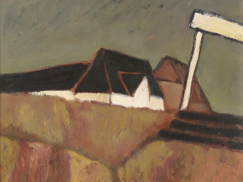 Gude Schaal, „Kliffkieker“, 1990. Öl auf Hartfaser, 65 x 50 cm. Nachlass Gude Schaal, Foto: Stefan Kuhn, © Nachlass Gude Schaal