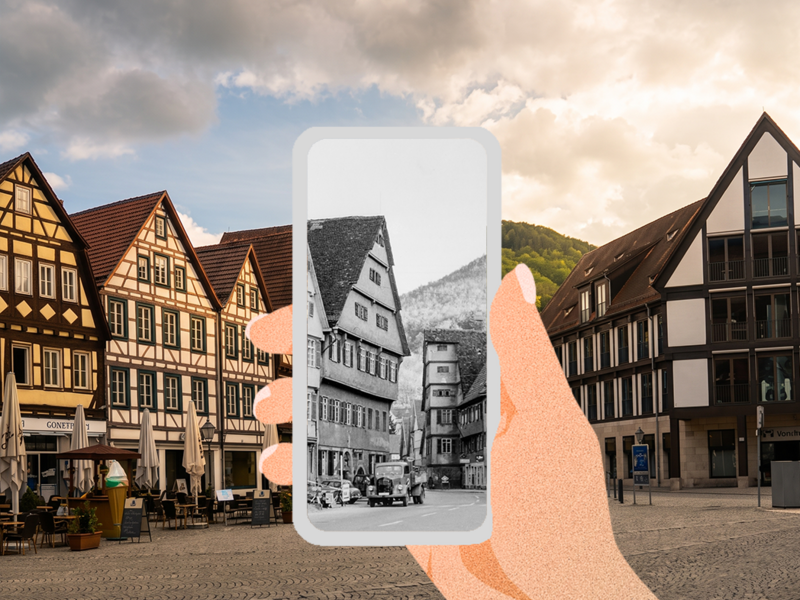 Augmented Reality mit der zeigmal-App erleben Foto: zeigmal & Stadtarchiv Bad Urach