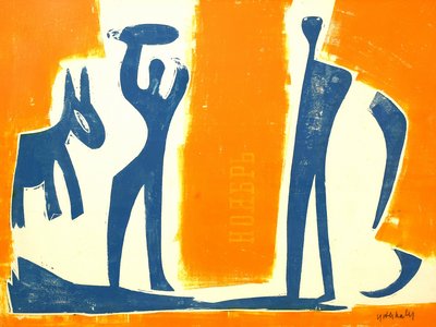 HAP Grieshaber, „Blauer November“, 1958, Farbholzschnitt, Privatsammlung